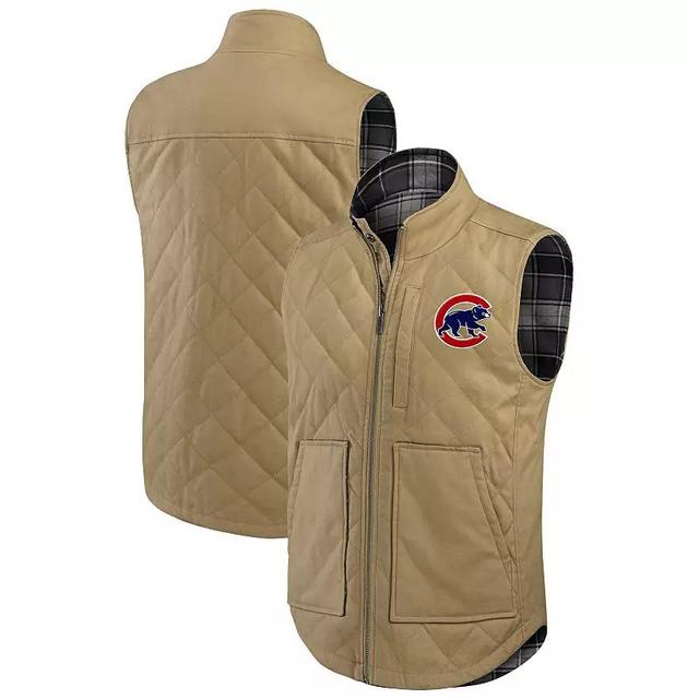 Mens Darius Rucker Collection by Fanatics Tan/Charcoal New York Mets Reversible Canvas & Plaid Patch Full-Zip Vest Product Image