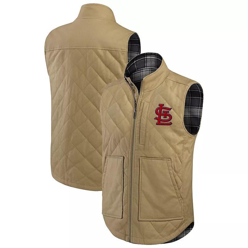 Mens Darius Rucker Collection by Fanatics Tan/Charcoal St. Louis Cardinals Reversible Canvas & Plaid Patch Full-Zip Vest Product Image