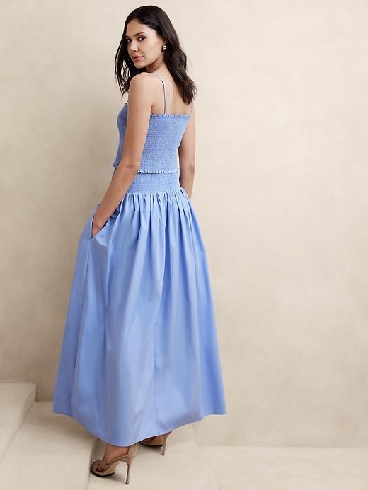 Smocked-Waist Poplin Maxi Skirt Product Image