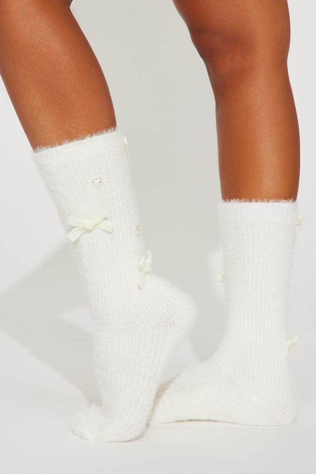 Be My Sweetie Cozy Socks - Cream Product Image