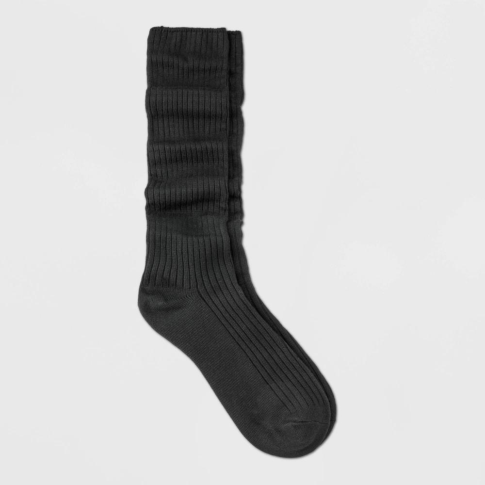 Womens Ribbed Supersoft Slouch Crew Boot Socks - Universal Thread Black 4-10 Product Image