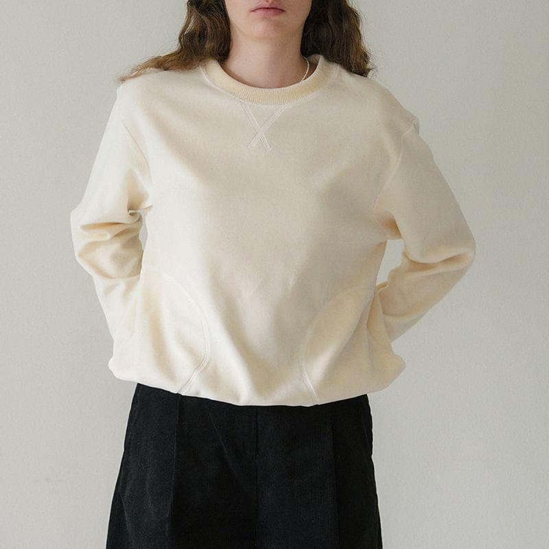 Crew Neck Plain Oversized Pullover Product Image