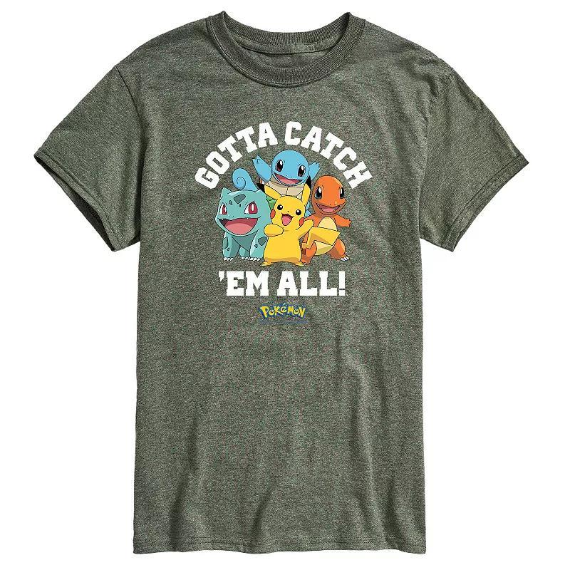 Mens Pokmon Gotta Catch Em All Tee Grey Military Green Product Image