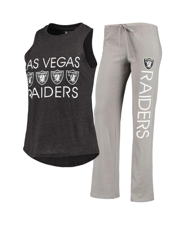 Womens Concepts Sport Black/Gray Las Vegas Raiders Plus Size Meter Tank Top and Pants Sleep Set Product Image