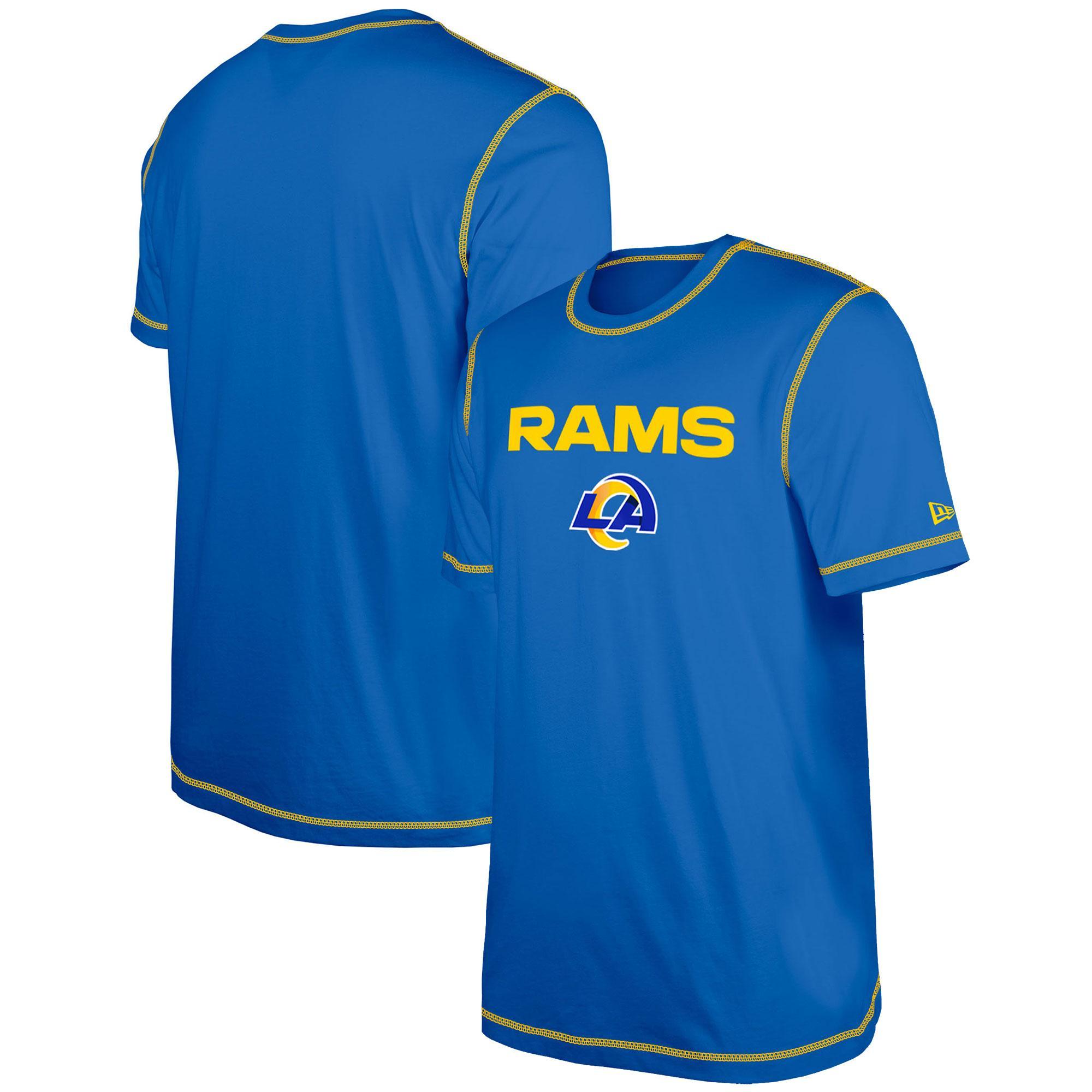 Mens New Era Royal Los Angeles Rams Third Down Puff Print T-Shirt Product Image