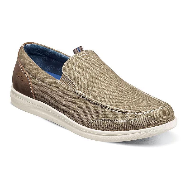 Nunn Bush Brewski Canvas Moccasin Toe Venetian Slip-On (Stone) Men's Shoes Product Image