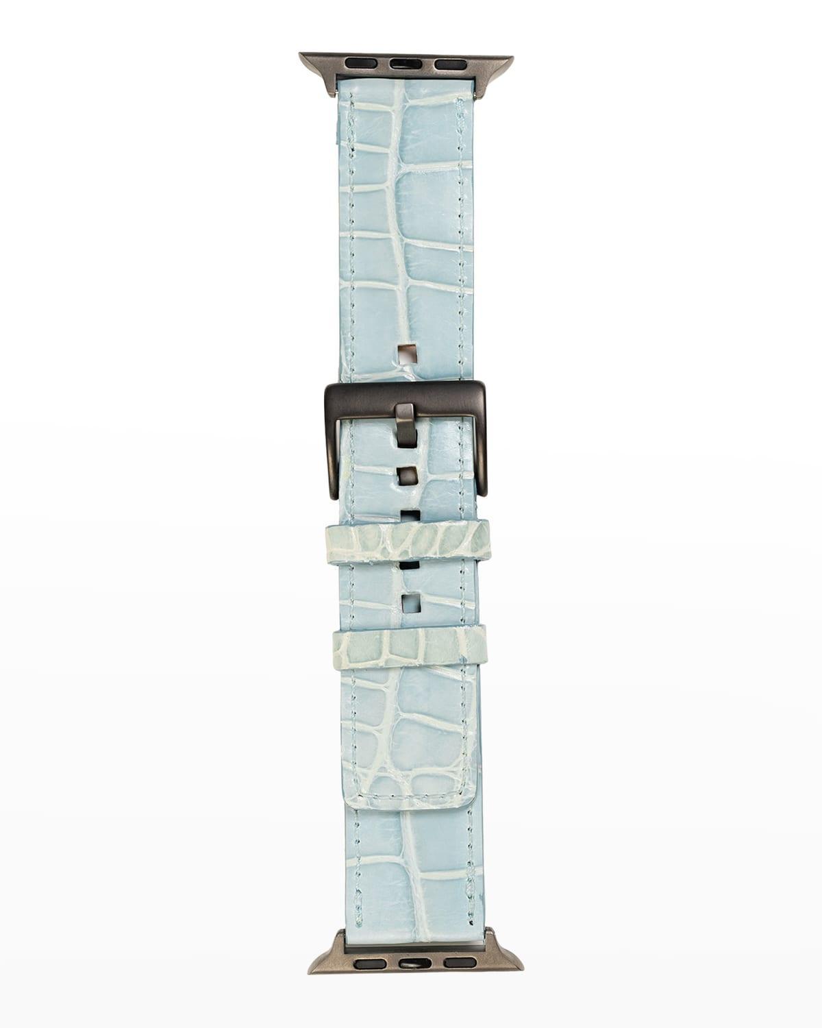 Mens Apple Watch Alligator-Leather Watch Strap, Space Gray Finish Product Image