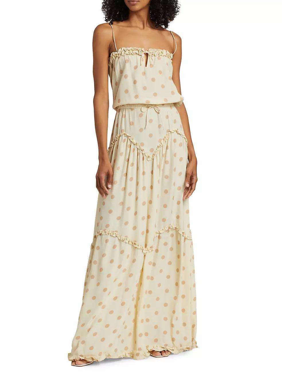 Dynamic Polka-Dot Tiered Maxi Dress Product Image