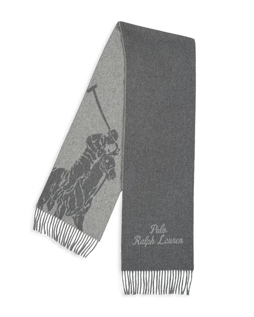 POLO RALPH LAUREN Big Pony Jacquard Scarf In Med Grey/light Grey Product Image