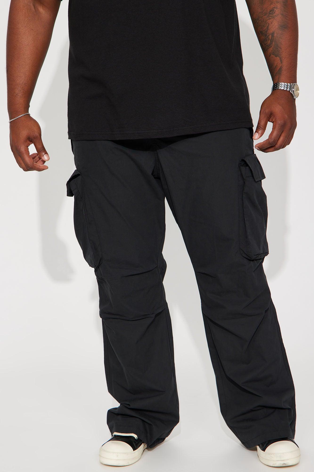 Slim Flare Cargo Parachute Pants - Black Product Image