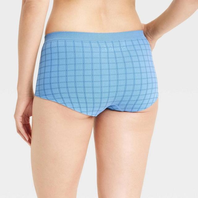 Womens Seamless Boy Shorts - Auden Blue Twilight Plaid L Product Image