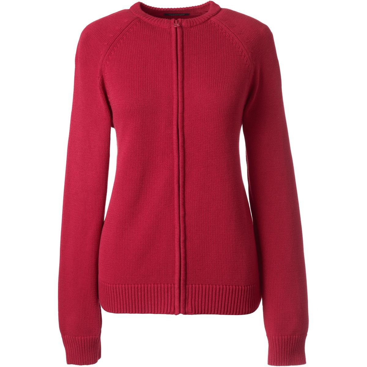 Womens Lands End School Uniform Zipper-Front Cardigan Sweater Product Image