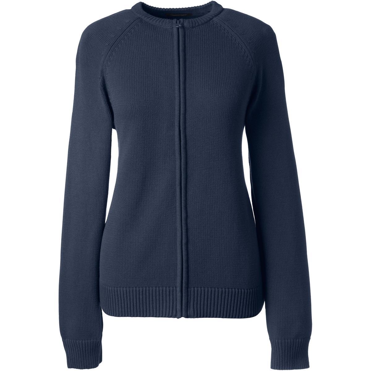 Womens Lands End School Uniform Zipper-Front Cardigan Sweater Product Image