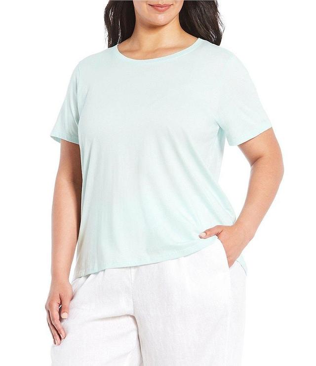 Eileen Fisher Plus Size Organic Pima Cotton Jersey Crew Neck Short Sleeve Tee Shirt Product Image