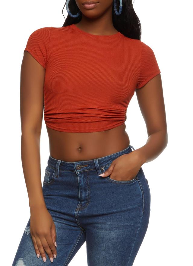 Womens Rib Knit Open Back Crop Top Product Image