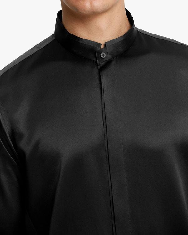 Classic Concealed Placket Silk Men Shirt Product Image