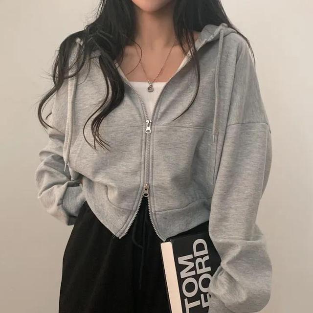 Plain Zip Hoodie Product Image