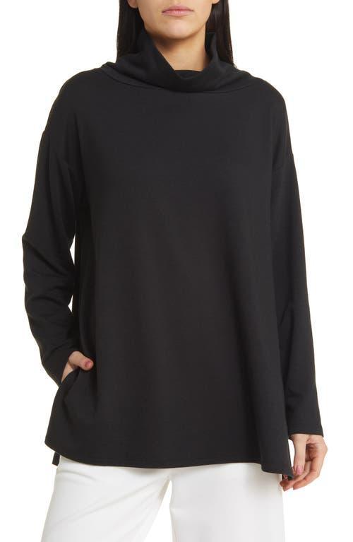 Eileen Fisher Drapey Funnel Neck Brushed Terry Tunic Product Image