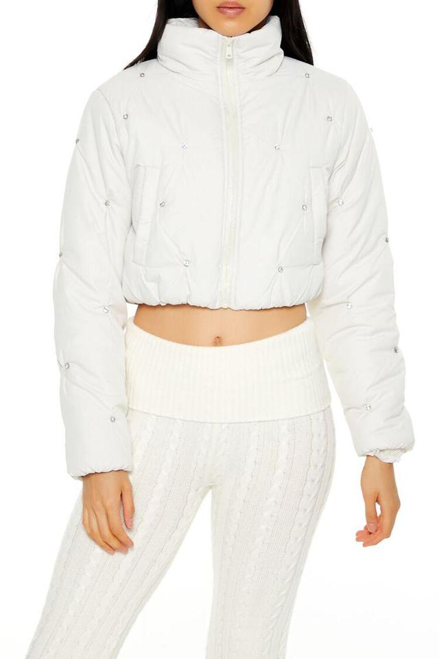 Faux Gem Cropped Puffer Jacket | Forever 21 Product Image