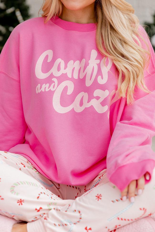 Comfy and Cozy Pink Oversized Graphic Sweatshirt Product Image