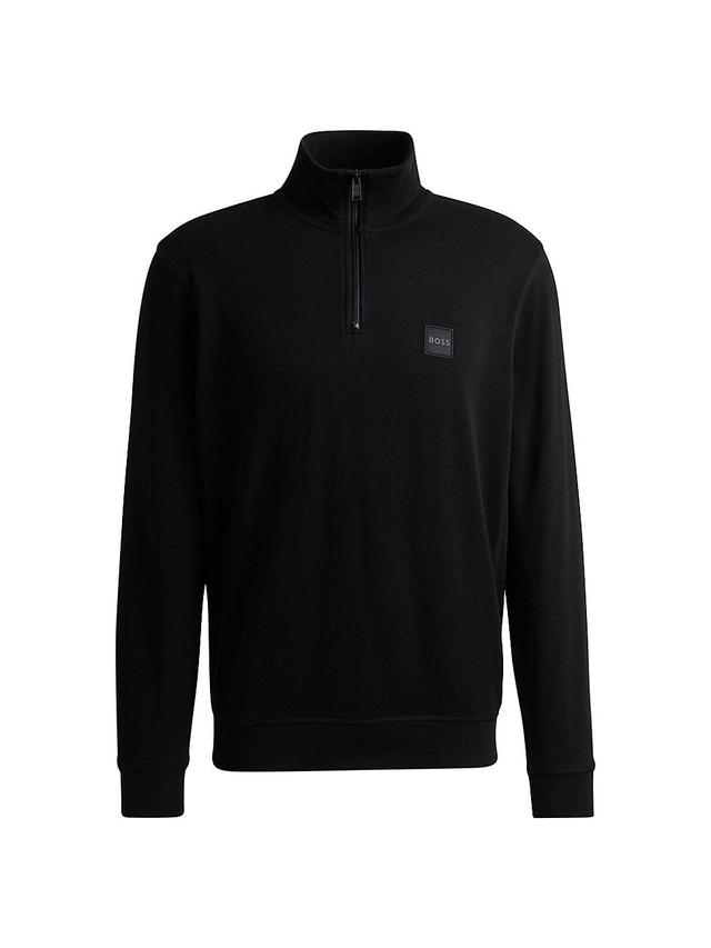 Mens Cotton-Terry Zip-Neck Sweatshirt with Logo Patch Product Image