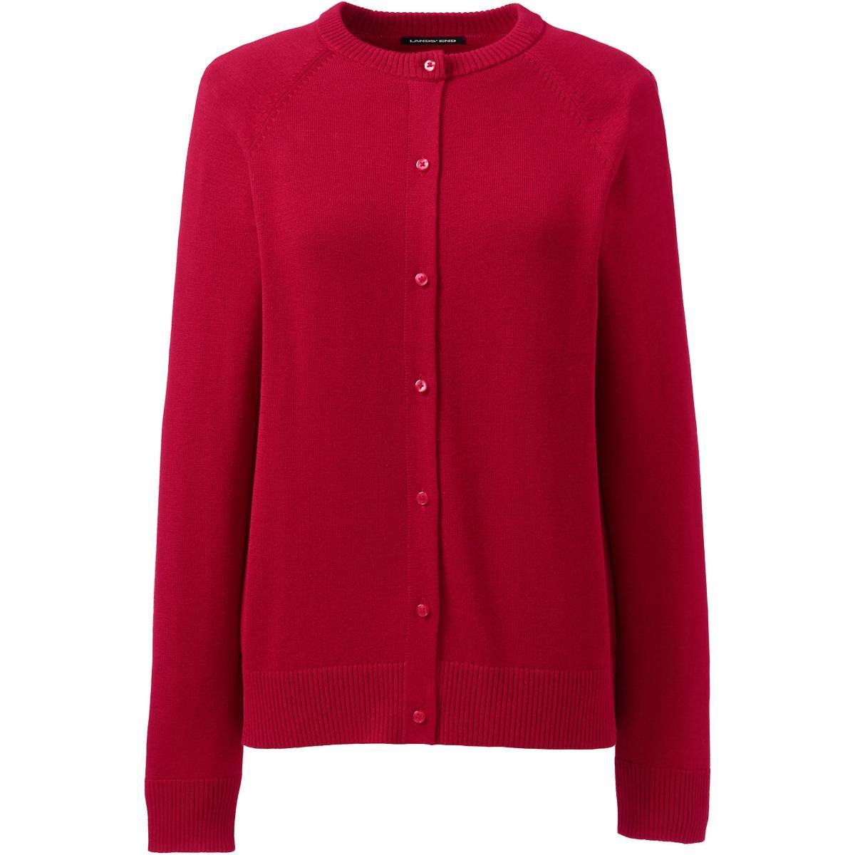 Womens Lands End Cotton Modal Cardigan Sweater Red Product Image