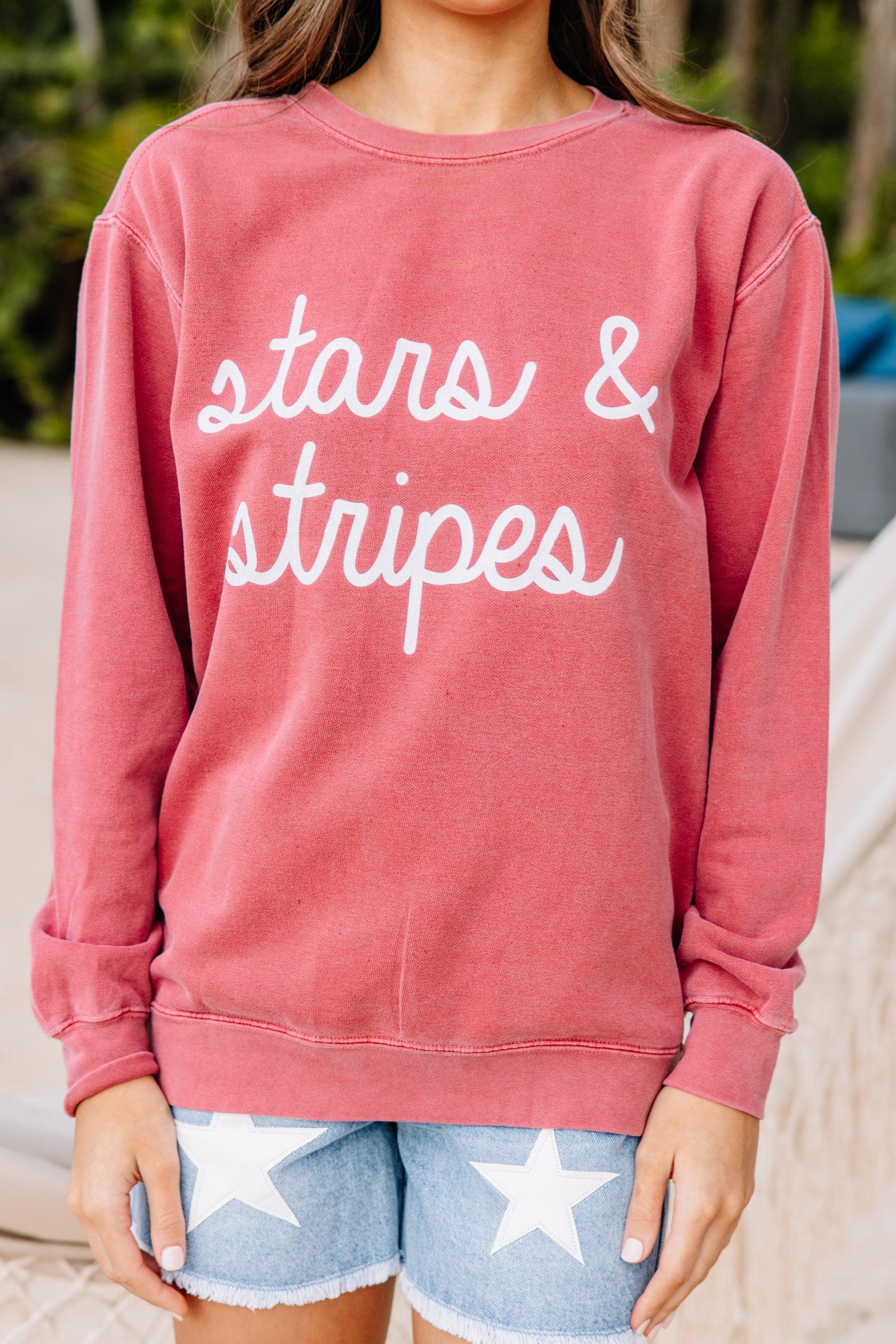 Comfort Colors: Stars & Stripes Crimson Red Graphic Sweatshirt Female Product Image