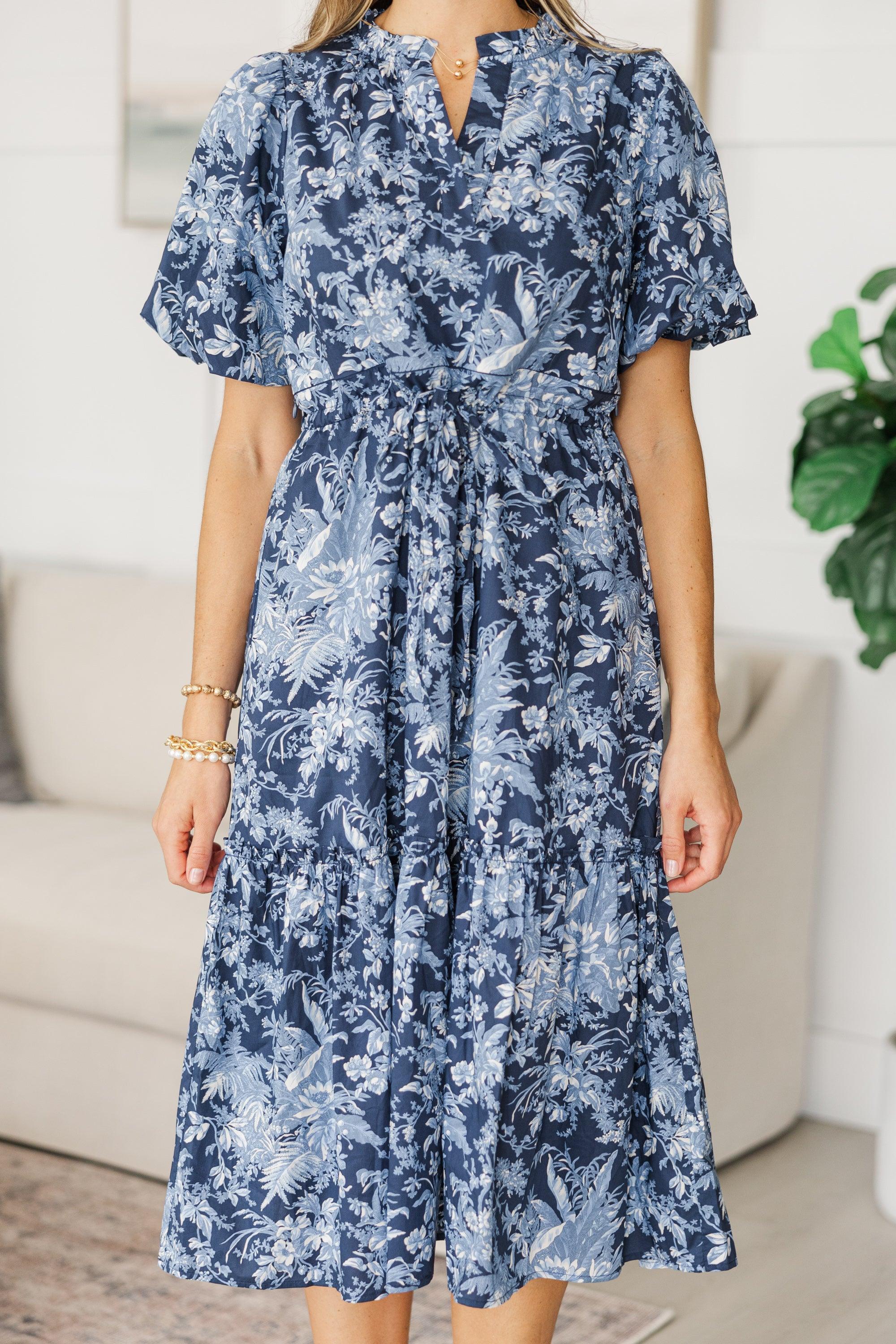 NURSING COLLECTION: It's A Match Navy Toile Midi Dress Female Product Image