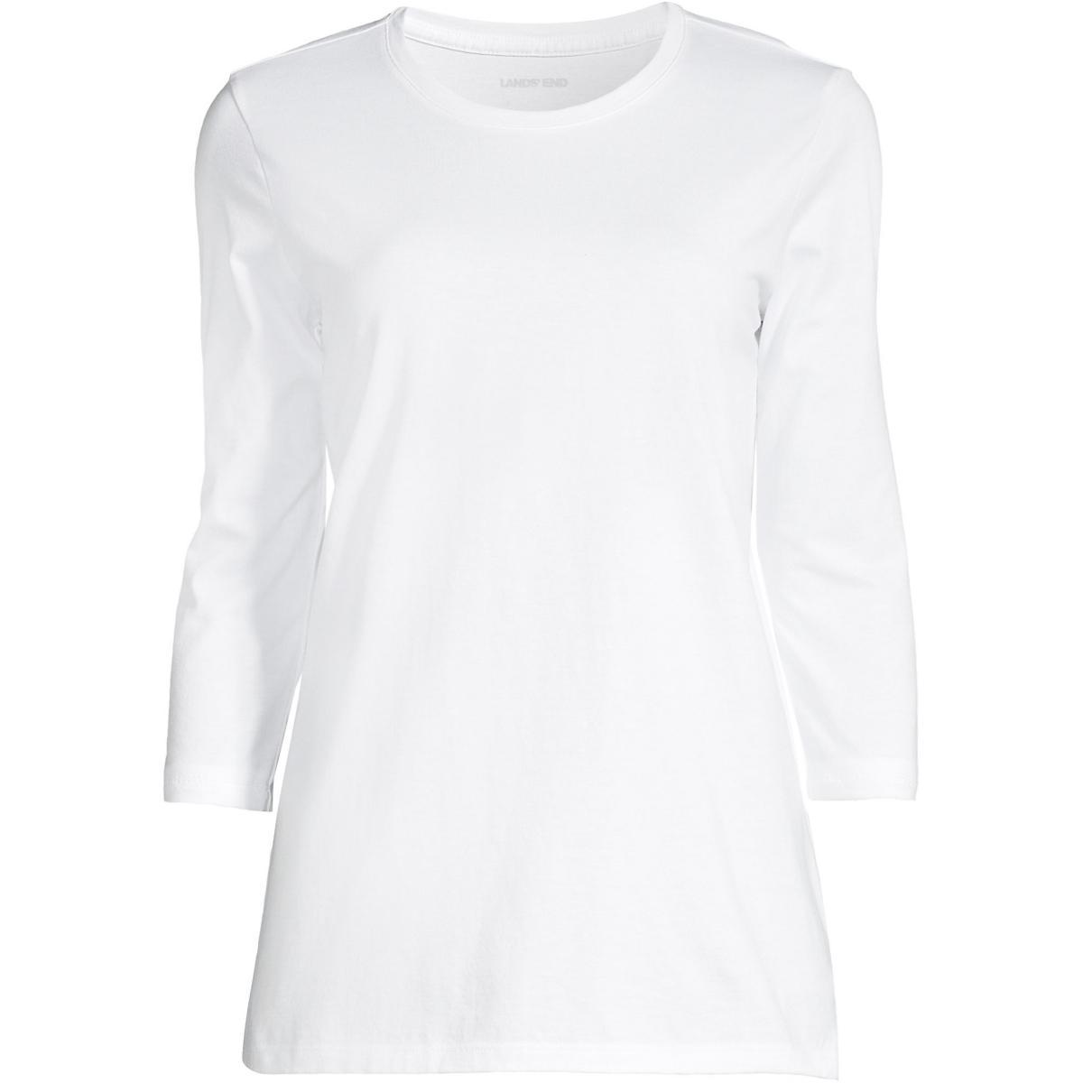 Petite Lands End 3/4-Sleeve Supima Cotton Crewneck Tunic, Womens Product Image