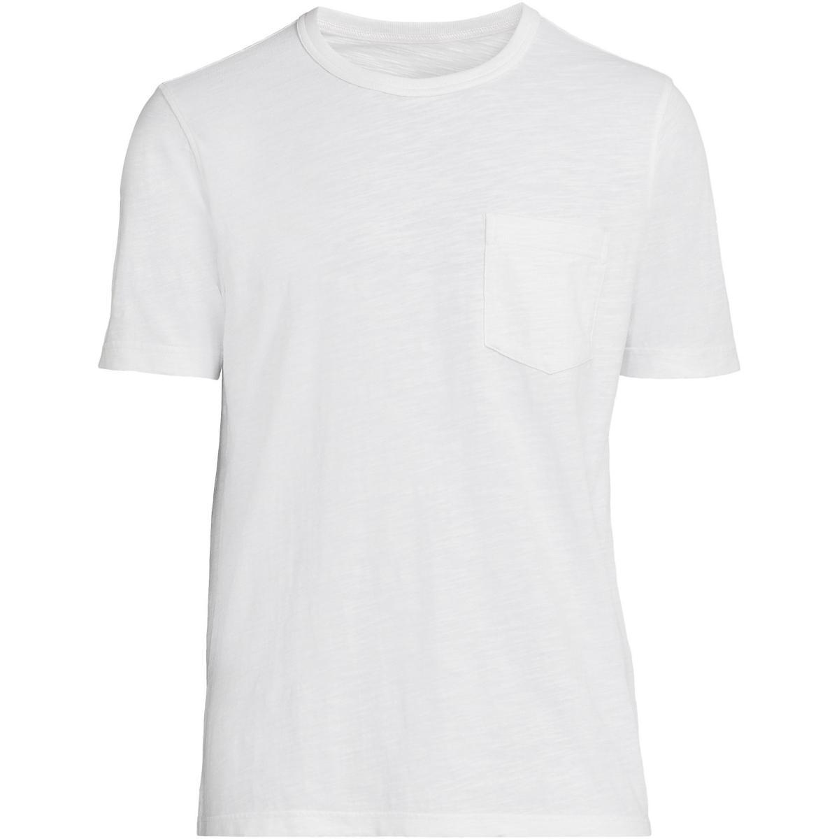 Big & Tall Lands End Garment Dye Slub Pocket Tee, Mens White Product Image