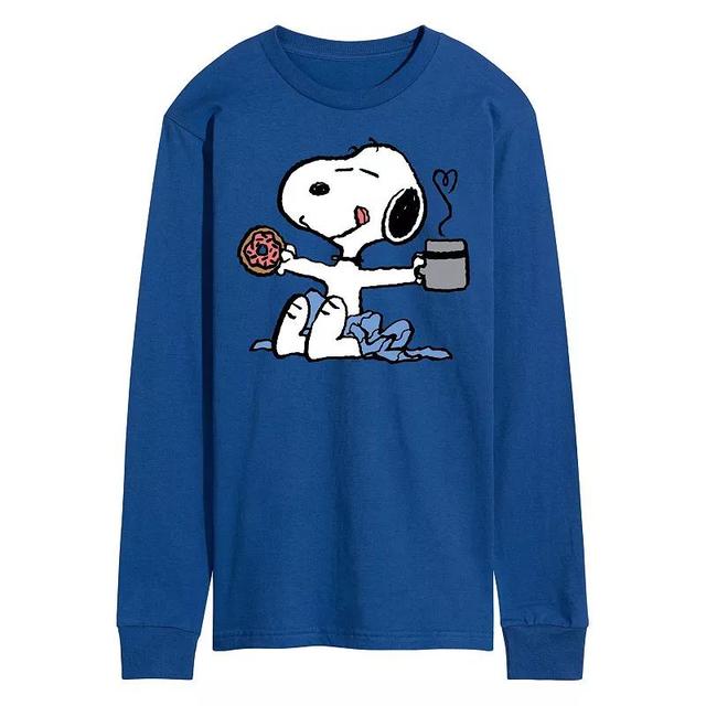 Mens Peanuts Snoopy Donut Coffee Long Sleeve Product Image