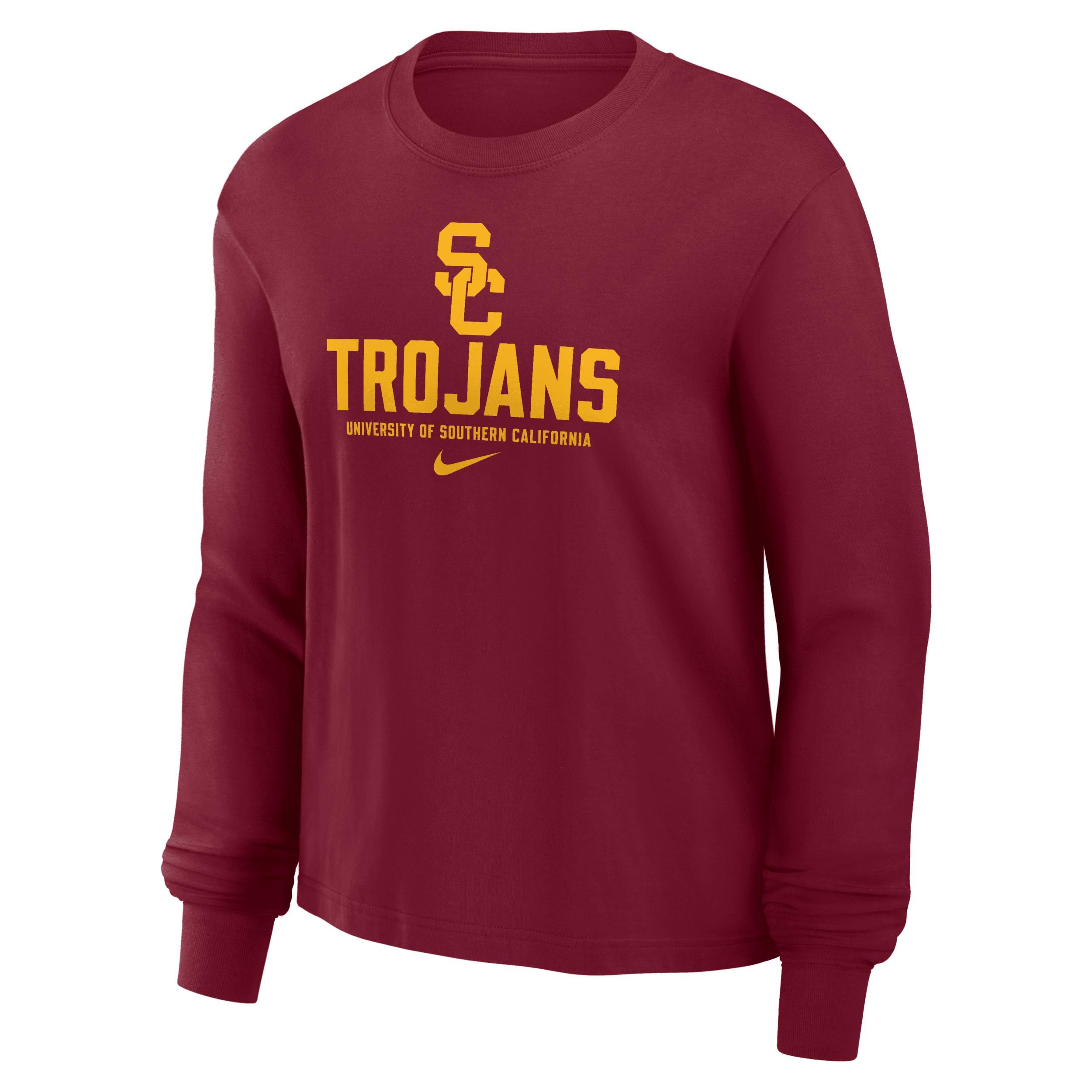 Womens Nike Crimson USC Trojans Primetime University Boxy Long Sleeve T-Shirt Product Image