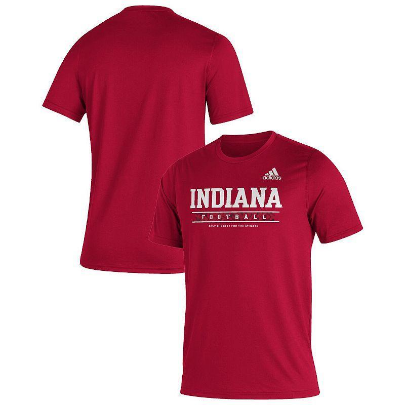 Mens adidas Crimson Indiana Hoosiers Sideline Football Locker Practice Creator AEROREADY T-Shirt Product Image