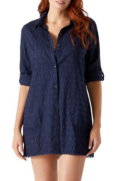 Tommy Bahama Cotton Clip Jacquard Boyfriend Shirt Women's Swimwear Product Image