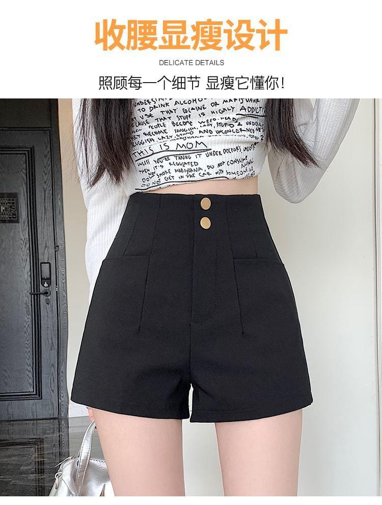 High Waist Plain Dress Shorts Product Image