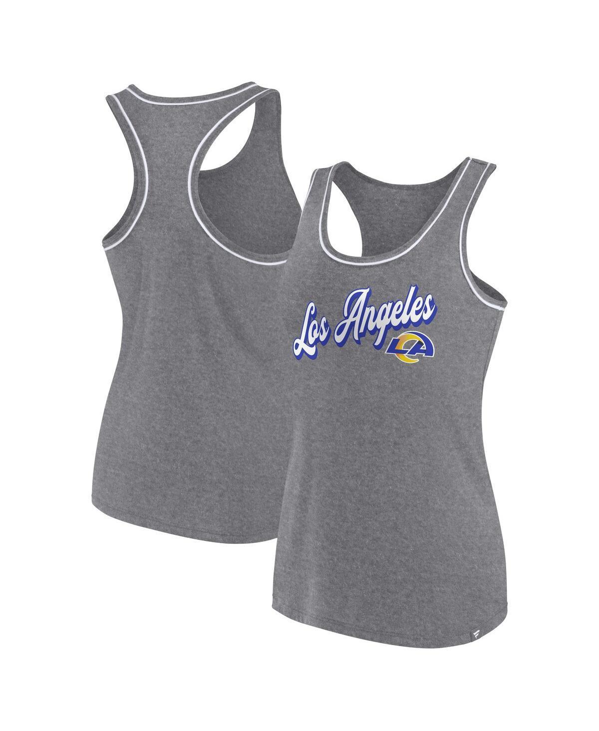 Womens Fanatics Gray Los Angeles Rams Wordmark Logo Racerback Scoop Neck Tank Top Product Image