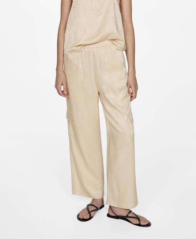 Mango Womens Pockets Detail Straight Cargo Pants Product Image