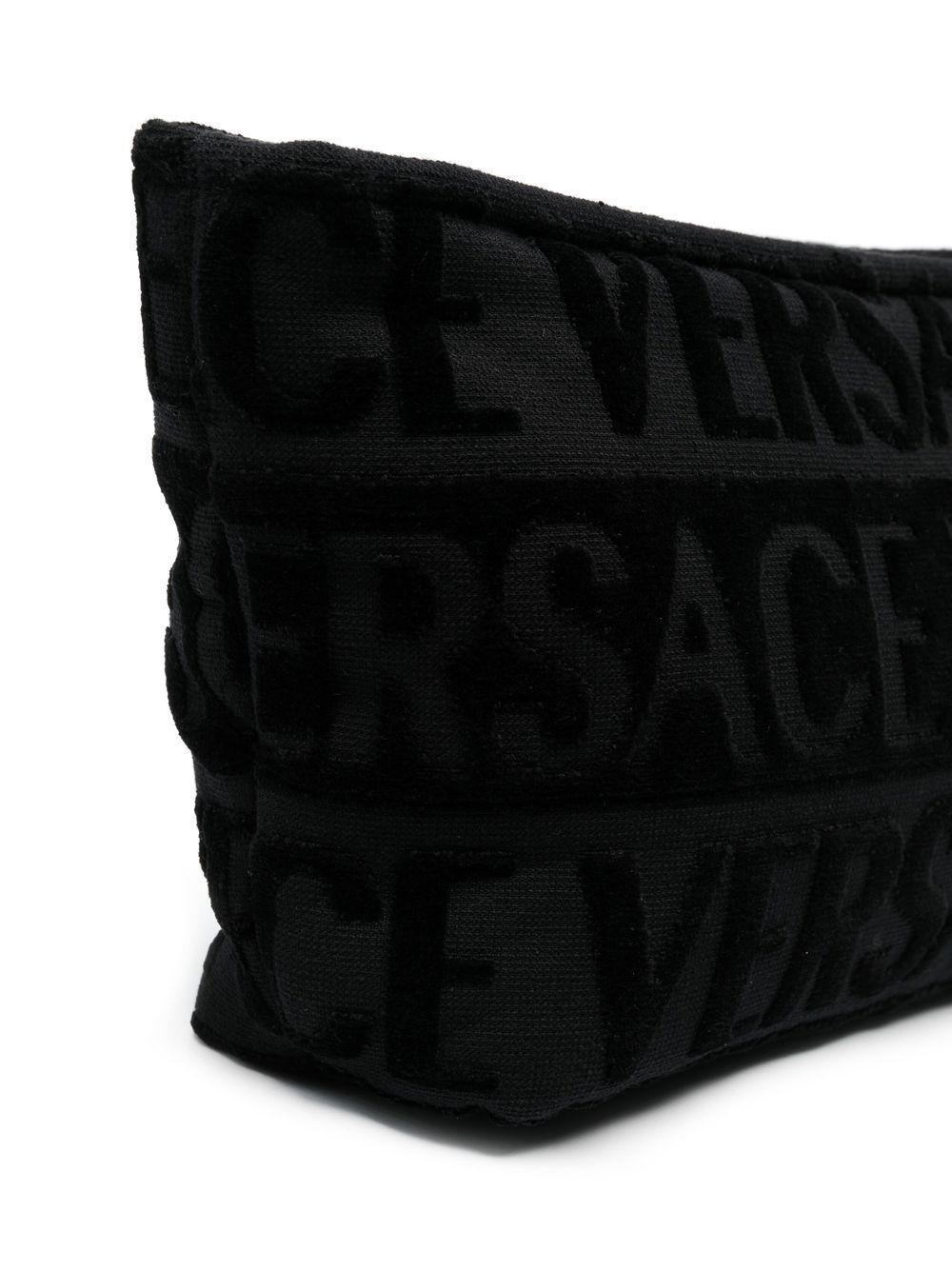 VERSACE Flocked-logo Wash Bag In Black Product Image