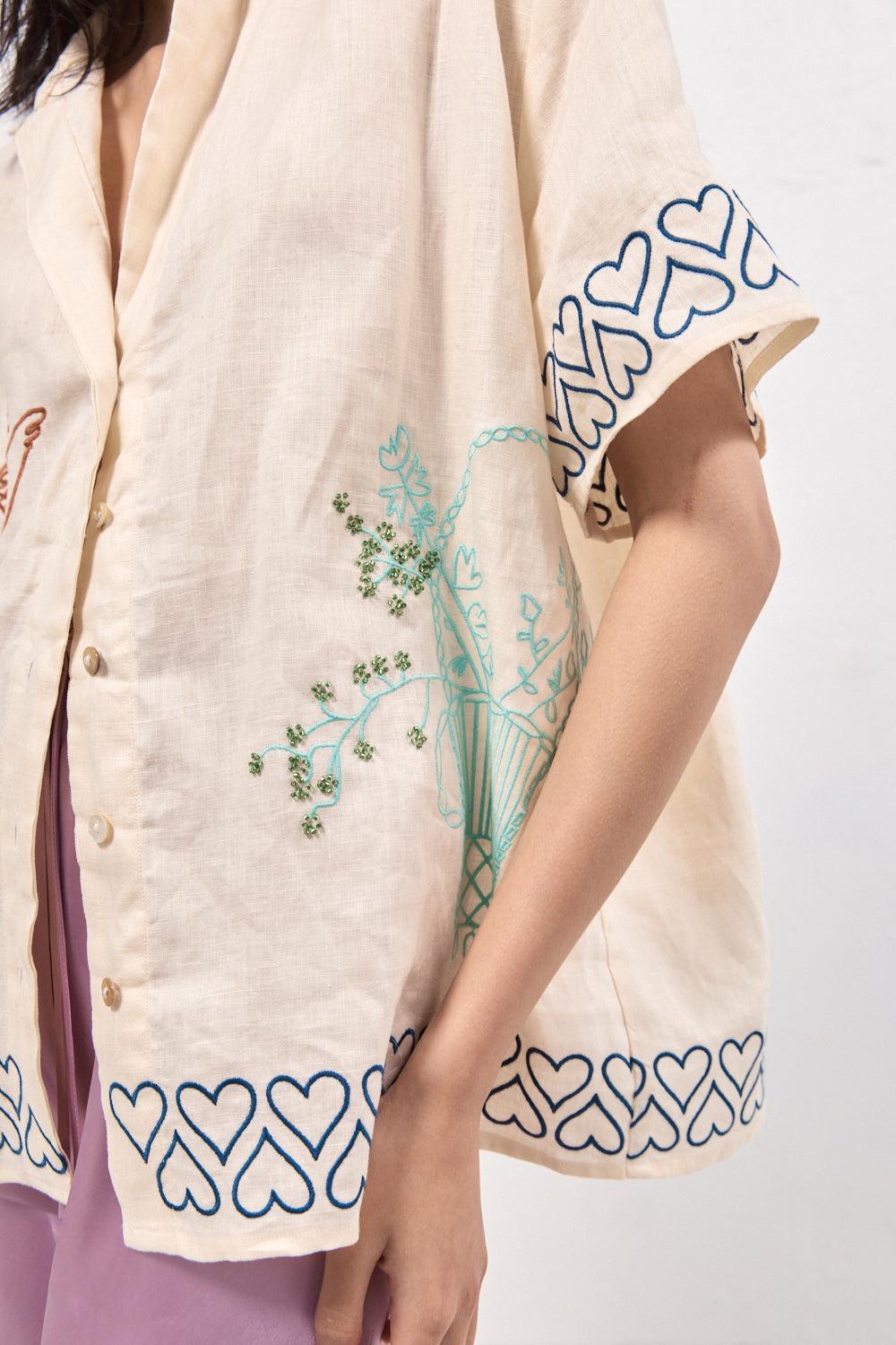 Natalia Linen Shirt Cream Product Image