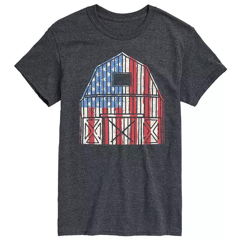 Mens USA Barn Graphic Tee. Heather Grey Product Image