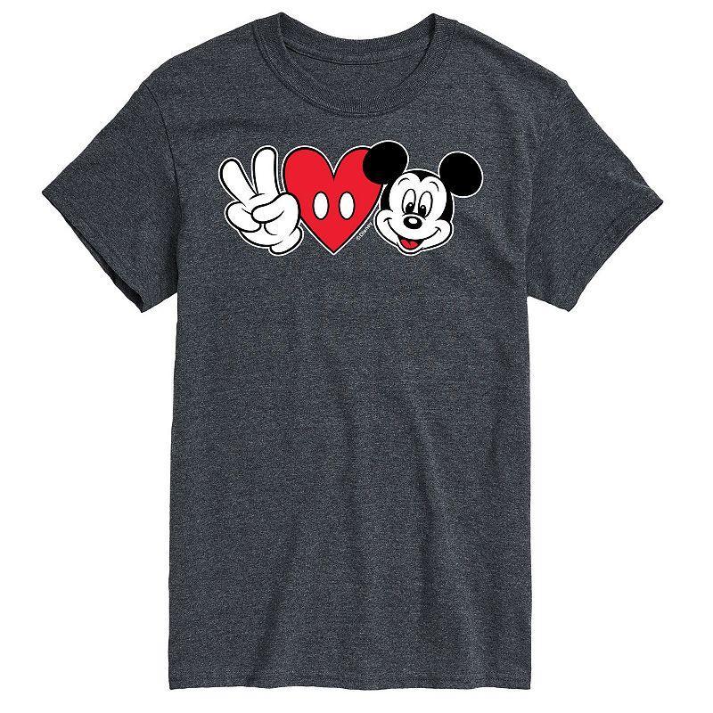 Big & Tall Disney Peace Love Mickey Tee, Mens Grey Product Image