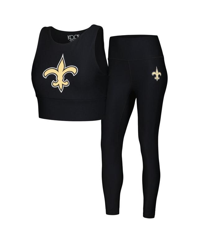 Womens Black New Orleans Saints Leggings and Midi Bra Set Product Image