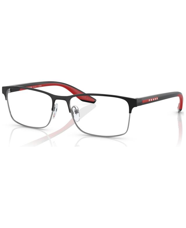 Prada Linea Rossa Mens Rectangle Eyeglasses, Ps 50PV55-o - Rubber Blue Product Image