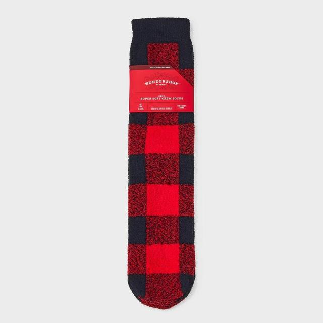 Mens Buffalo Plaid Cozy Crew Socks with Gift Card Holder - Wondershop Red/Black 6 -12 Product Image