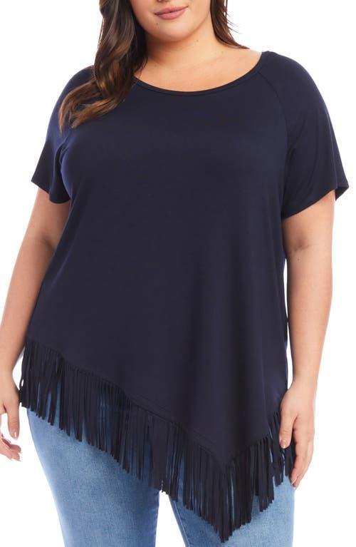 Karen Kane Angled Fringe Top in Navy at Nordstrom, Size 1X Product Image