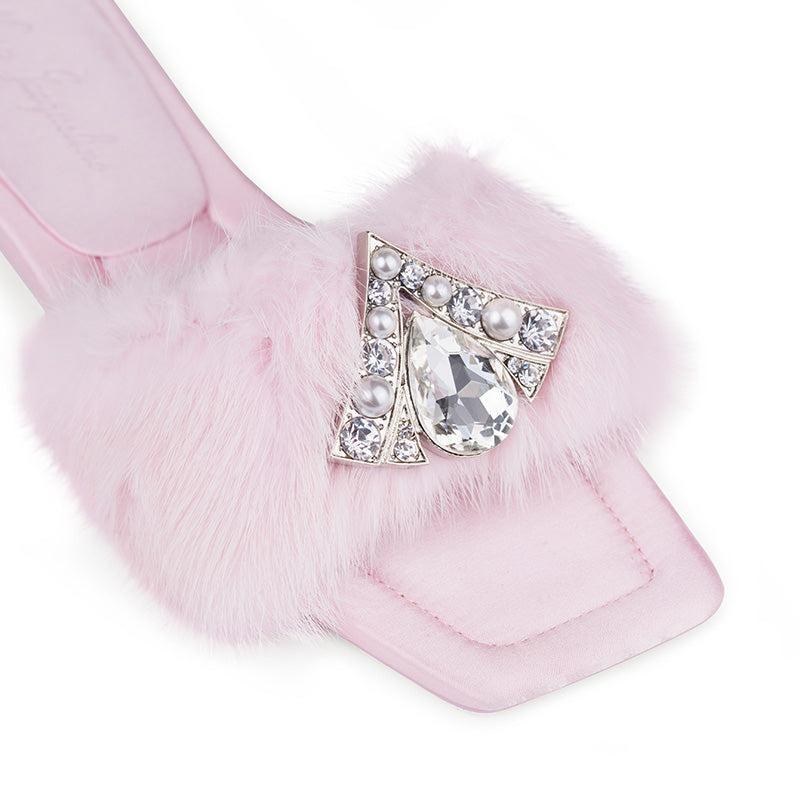 Chantal Fur Sandals (Pink) (Final Sale) Product Image