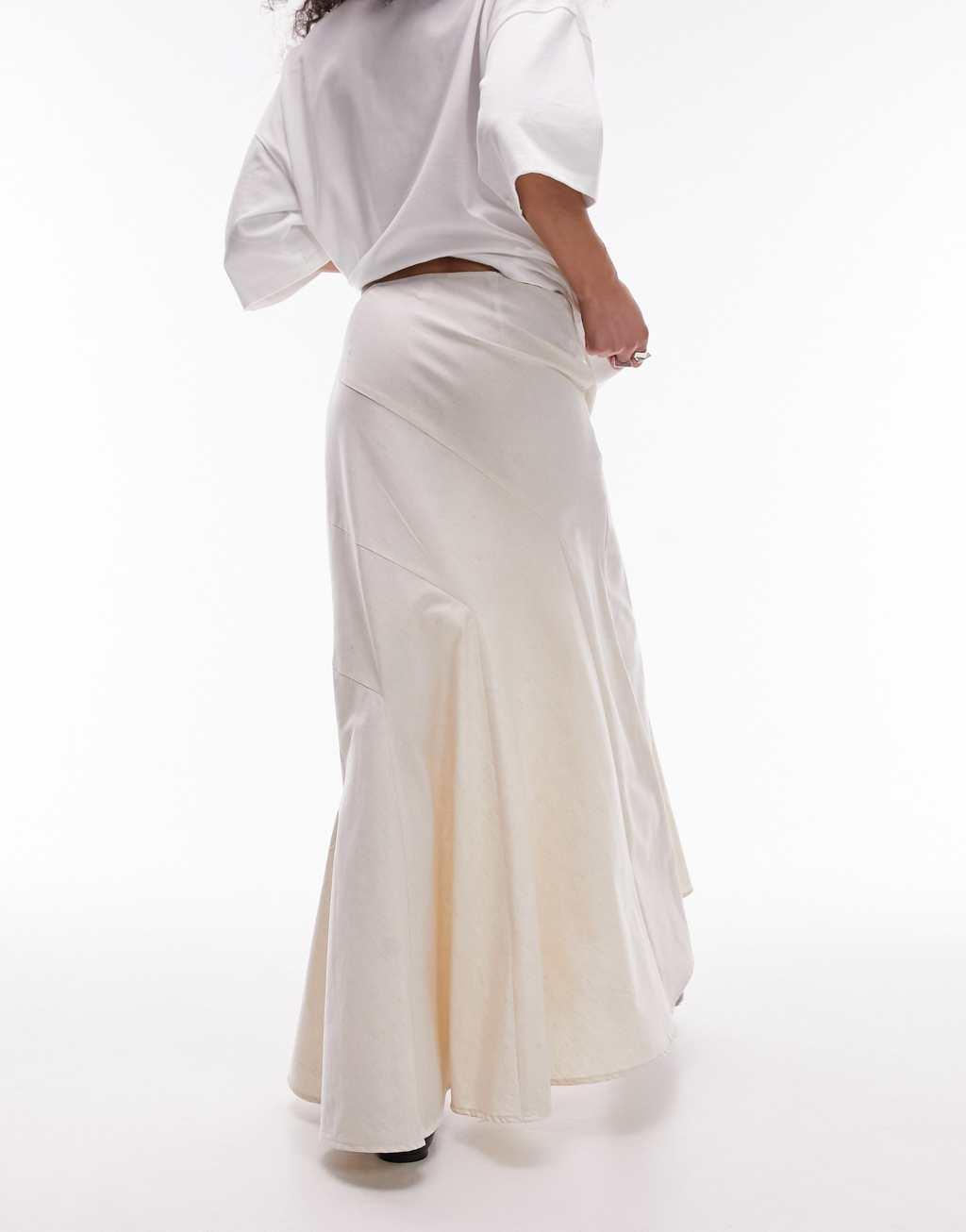 Topshop tiered disjointed maxi skirt in ivory Product Image