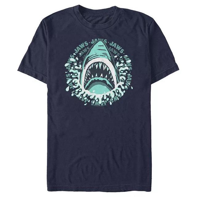 Mens Jaws Shark Splash Graphic Tee Blue Product Image