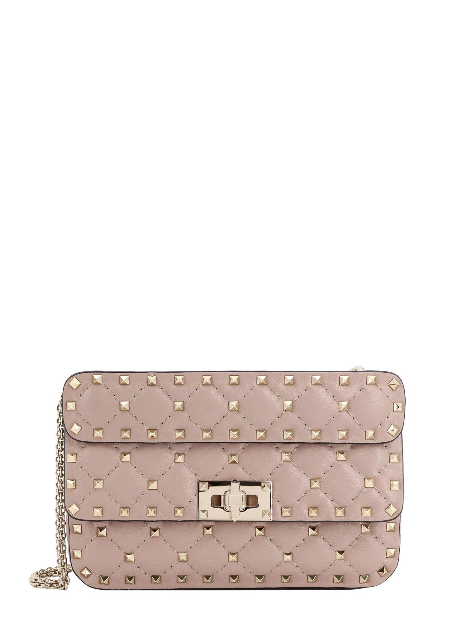 Rockstud Spike Foldover Top Shoulder Bag In Powder Product Image