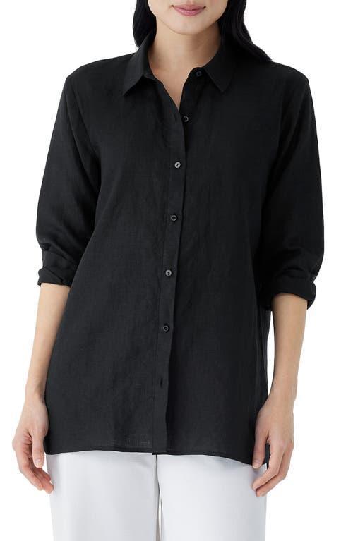 Eileen Fisher Classic Boxy Organic Linen Shirt Product Image